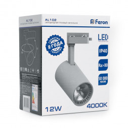 Светодиодный светильник Feron AL102 трековый однофазный на шинопровод 12W 4000K 60 градусов белый арт.32515