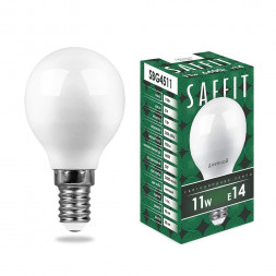 Лампа светодиодная SAFFIT SBG4511 Шарик E14 11W 6400K арт.55140