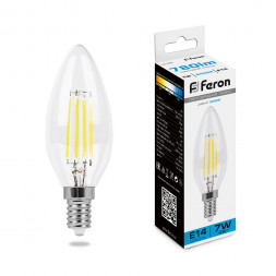 Лампа светодиодная Feron LB-66 Свеча E14 7W 6400K арт.38227
