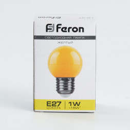 Лампа светодиодная Feron LB-37 Шарик E27 1W желтый арт.25879