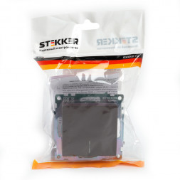 Выключатель 1-клавишный c индикатором (механизм) STEKKER GLS10-7101-04, 250В, 10А, серия Катрин, шоколад арт.49022