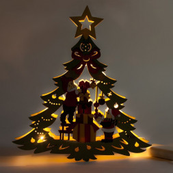 Деревянная световая фигура, 10 LED, цвет свечения: теплый белый,  25*3*27cm, шнур 1,4 м, IP20, LT080 арт.26828