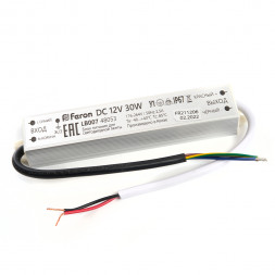 Трансформатор электронный для светодиодной ленты 30W 12V IP67 (драйвер), LB007 FERON арт.48053