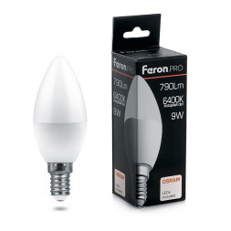 Лампа светодиодная Feron.PRO LB-1309 Свеча E14 9W 6400K