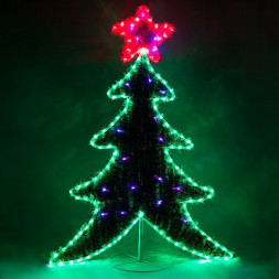 Световая фигура 230V, каркас - дюралайт 8м  24 LED/м (зеленый+красный), внутри - хвоя с гирляндой 20LED стробы (красный+синий), шнур 1,5м IP44, 111*87 см, LT061 арт.26950