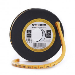 Кабель-маркер &quot;PE&quot; для провода сеч.2,5мм STEKKER CBMR25-PE , желтый, упаковка 400 шт