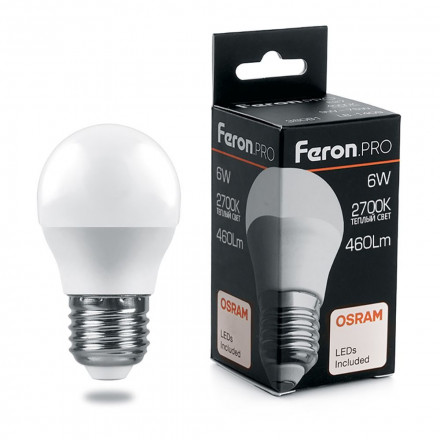 Лампа светодиодная Feron.PRO LB-1406 Шарик E27 6W 2700K арт.38068