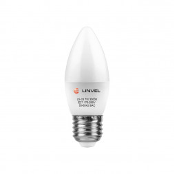 Лампа светодиодная LINVEL LS-33 7W 220V E27 3000K 600Lm свеча