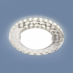 Встраиваемый точечный светильник с LED подсветкой зеркальный/белый Elektrostandard 3037 GX53