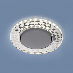 Встраиваемый точечный светильник с LED подсветкой зеркальный/белый Elektrostandard 3037 GX53