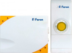 Звонок дверной беспроводной Feron Е-369  Электрический 35 мелодий белый желтый с питанием от батареек арт.23676