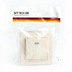 Переключатель перекрестный 1-клавишный STEKKER  PSW10-9009-02, 250В, 10А, серия Эрна, слоновая кость арт.39926