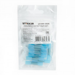 Гильза соединительная изолированная термоусаживаемая STEKKER LD300-1525 сечение 1,5-2,5мм2, 27A, голубой (10шт в упаковке)