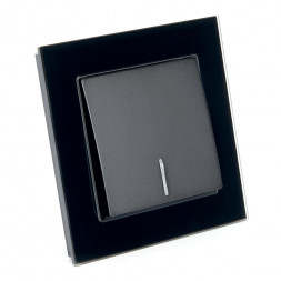 Выключатель 1-клавишный c индикатором STEKKER GLS10-7001-05, 250В, 10А, серия Катрин, черный арт.39503