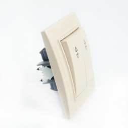 Переключатель 2-клавишный STEKKER  PSW10-9008-02, 250В, 10А, серия Эрна, слоновая кость арт.39920