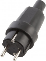 Вилка STEKKER PPG16-30-441 прямая с заземляющим контактом, пластик 250В, 16A, IP44, черная арт.32845
