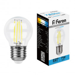 Лампа светодиодная Feron LB-52 Шарик E27 7W 6400K арт.38222
