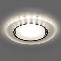 Светильник встраиваемый с белой LED подсветкой Feron CD5020 потолочный GX53 без лампы, белый матовый