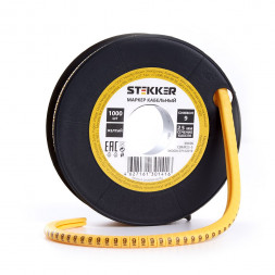 Кабель-маркер &quot;9&quot; для провода сеч.1,5мм STEKKER CBMR15-9 , желтый, упаковка 1000 шт арт.39093