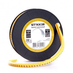 Кабель-маркер &quot;3&quot; для провода сеч.2,5мм STEKKER CBMR25-3 , желтый, упаковка 1000 шт