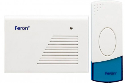 Звонок дверной беспроводной Feron H-118B  Электрический 2 мелодии белый с питанием от батареек арт.23605