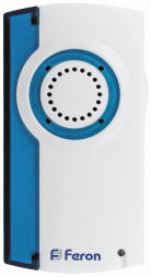 Звонок дверной беспроводной Feron E-371 Электрический 32 мелодии белый синий с питанием от батареек арт.23684