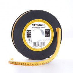 Кабель-маркер &quot;0&quot; для провода сеч.2,5мм STEKKER CBMR25-0 , желтый, упаковка 1000 шт арт.39097