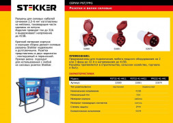 Розетка переносная STEKKER PST32-41-4421 для силовых кабелей сечением 2,5-6 мм2, 3 PIN+PE нейлон/латунь 415В, 32А, IP44, красная