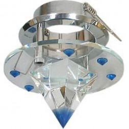 Светильник потолочный, JCDR G5.3 стекло с синими кристаллами, хром, с лампой, DL4163