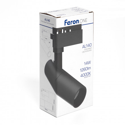 Светодиодный светильник Feron.ONE AL140 трековый однофазный на шинопровод 32W 4000K 35 градусов  черный арт.41614