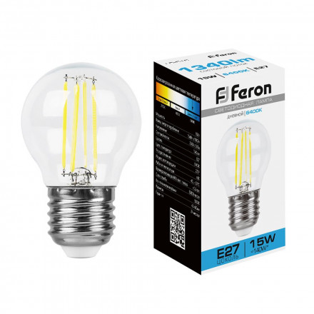 Лампа светодиодная Feron LB-515 Шарик E27 15W 6400K арт.38254