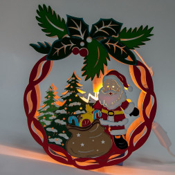 Деревянная световая фигура, 1 лампа накаливания, цвет свечения: теплый белый,  22*5*28cm, шнур 1,4 м, IP20, LT084 арт.26832