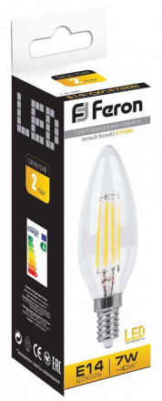 Лампа светодиодная Feron LB-66 Свеча E14 7W 2700K арт.25726
