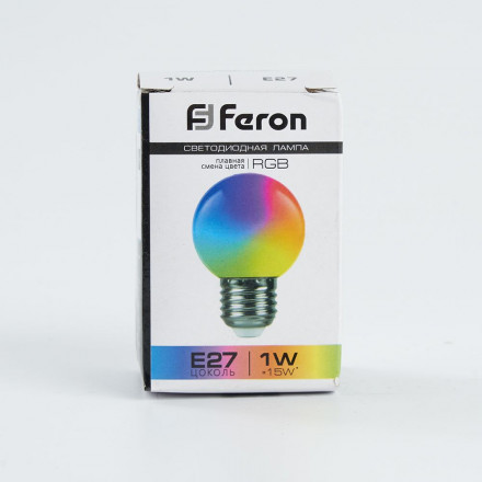 Лампа светодиодная Feron LB-37 Шарик матовый E27 1W RGB плавная сменая цвета арт.38116