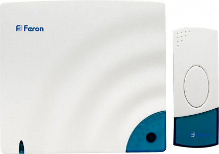 Звонок дверной беспроводной Feron A-138C Электрический 8 мелодий белый с питанием от батареек арт.23603