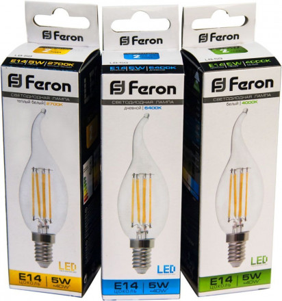Лампа светодиодная Feron LB-59 Свеча на ветру E14 5W 4000K арт.25576