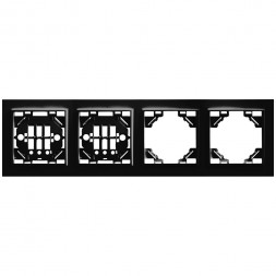 Рамка 4-местная горизонтальная STEKKER, PFR00-9004-03, серия Эрна, черный арт.39485