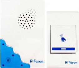 Звонок дверной беспроводной Feron Е-223  Электрический 32 мелодии белый синий с питанием от батареек арт.23679