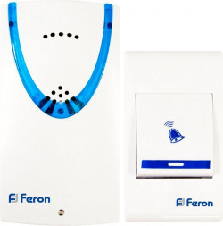 Звонок дверной беспроводной Feron Е-222  Электрический 32 мелодии белый синий с питанием от батареек арт.23678