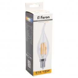 Лампа светодиодная Feron LB-718 Свеча на ветру E14 15W 2700K арт.38261