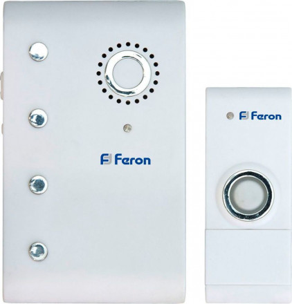 Звонок дверной беспроводной Feron Е-367  Электрический 35 мелодий белый с питанием от батареек арт.23674