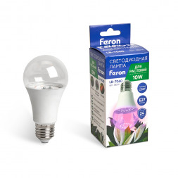 Лампа светодиодная для растений А60 Feron LB-7060 E27 10W красно-синий спектр арт.38275