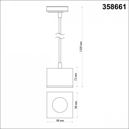Однофазный трековый светодиодный светильник, длина провода 1.2м NOVOTECH 358661 PATERA