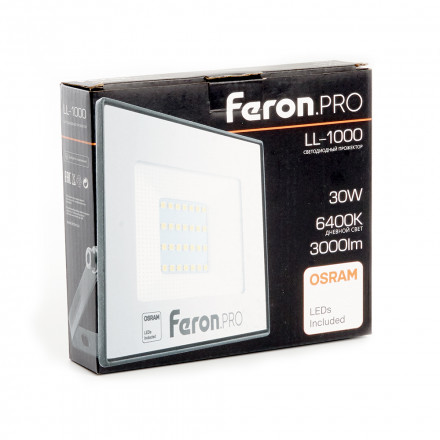 Светодиодный прожектор Feron.PRO LL-1000 IP65 30W 6400K арт.41539