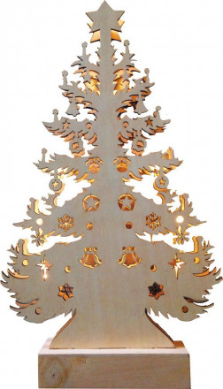 Деревянная световая фигура, 10LED, цвет свечения: теплый белый,  24,5*6,5*43 сm, батарейки 2*AA , IP20, LT087