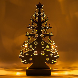 Деревянная световая фигура, 10LED, цвет свечения: теплый белый,  24,5*6,5*43 сm, батарейки 2*AA , IP20, LT087 арт.26835
