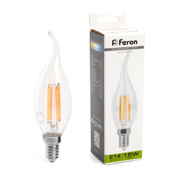 Лампа светодиодная Feron LB-718 Свеча на ветру E14 15W 4000K арт.38263