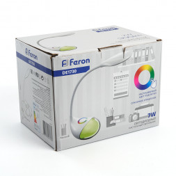 Настольный светодиодный светильник Feron DE1730  7W, 6000-6500K, 100-240V, белый арт.41553