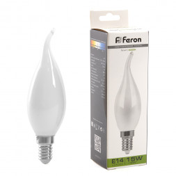 Лампа светодиодная Feron LB-718 Свеча на ветру E14 15W 4000K арт.38262