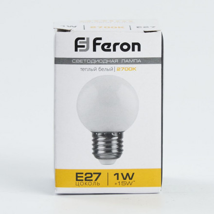 Лампа светодиодная Feron LB-37 Шарик матовый E27 1W 2700K арт.25878